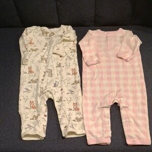 Hudson Baby Animal Print and Pink Checkered Bodysuits